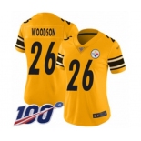 Women's Pittsburgh Steelers #26 Rod Woodson Limited Gold Inverted Legend 100th Season Football Jersey