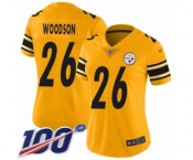 Women's Pittsburgh Steelers #26 Rod Woodson Limited Gold Inverted Legend 100th Season Football Jersey