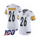 Women's Pittsburgh Steelers #26 Rod Woodson White Vapor Untouchable Limited Player 100th Season Football Jersey