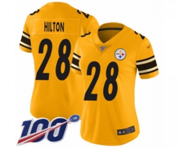 Women's Pittsburgh Steelers #28 Mike Hilton Limited Gold Inverted Legend 100th Season Football Jersey