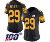 Women's Pittsburgh Steelers #29 Kam Kelly Limited Black Rush Vapor Untouchable 100th Season Football Jersey