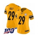 Women's Pittsburgh Steelers #29 Kam Kelly Limited Gold Inverted Legend 100th Season Football Jersey