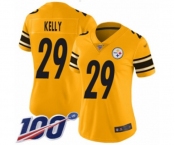 Women's Pittsburgh Steelers #29 Kam Kelly Limited Gold Inverted Legend 100th Season Football Jersey