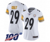 Women's Pittsburgh Steelers #29 Kam Kelly White Vapor Untouchable Limited Player 100th Season Football Jersey