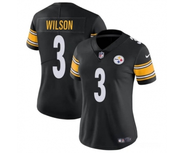 Women's Pittsburgh Steelers #3 Russell Wilson Black Vapor Football Stitched Jersey