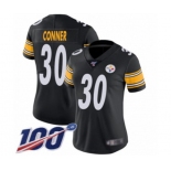 Women's Pittsburgh Steelers #30 James Conner Black Team Color Vapor Untouchable Limited Player 100th Season Football Jersey