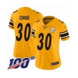 Women's Pittsburgh Steelers #30 James Conner Limited Gold Inverted Legend 100th Season Football Jersey