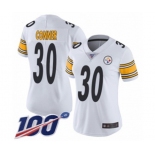 Women's Pittsburgh Steelers #30 James Conner White Vapor Untouchable Limited Player 100th Season Football Jersey