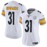 Women's Pittsburgh Steelers #31 Daijun Edwards White Vapor Football Stitched Jersey