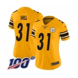 Women's Pittsburgh Steelers #31 Donnie Shell Limited Gold Inverted Legend 100th Season Football Jersey