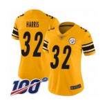 Women's Pittsburgh Steelers #32 Franco Harris Limited Gold Inverted Legend 100th Season Football Jersey