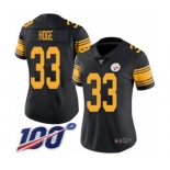 Women's Pittsburgh Steelers #33 Merril Hoge Limited Black Rush Vapor Untouchable 100th Season Football Jersey