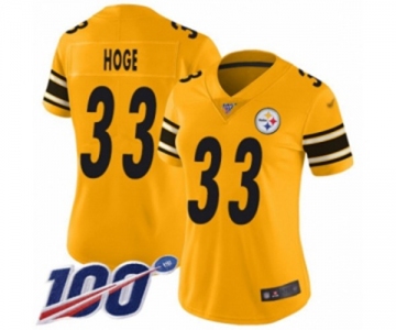 Women's Pittsburgh Steelers #33 Merril Hoge Limited Gold Inverted Legend 100th Season Football Jersey