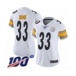 Women's Pittsburgh Steelers #33 Merril Hoge White Vapor Untouchable Limited Player 100th Season Football Jersey