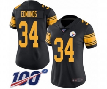 Women's Pittsburgh Steelers #34 Terrell Edmunds Limited Black Rush Vapor Untouchable 100th Season Football Jersey