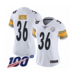 Women's Pittsburgh Steelers #36 Jerome Bettis White Vapor Untouchable Limited Player 100th Season Football Jersey