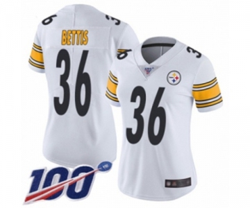 Women's Pittsburgh Steelers #36 Jerome Bettis White Vapor Untouchable Limited Player 100th Season Football Jersey