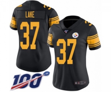 Women's Pittsburgh Steelers #37 Carnell Lake Limited Black Rush Vapor Untouchable 100th Season Football Jersey