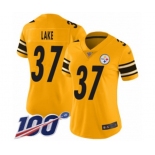 Women's Pittsburgh Steelers #37 Carnell Lake Limited Gold Inverted Legend 100th Season Football Jersey