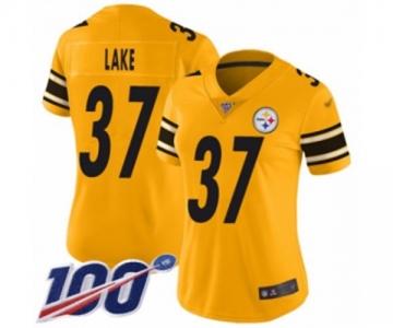 Women's Pittsburgh Steelers #37 Carnell Lake Limited Gold Inverted Legend 100th Season Football Jersey