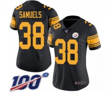 Women's Pittsburgh Steelers #38 Jaylen Samuels Limited Black Rush Vapor Untouchable 100th Season Football Jersey