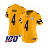 Women's Pittsburgh Steelers #4 Jordan Berry Limited Gold Inverted Legend 100th Season Football Jersey