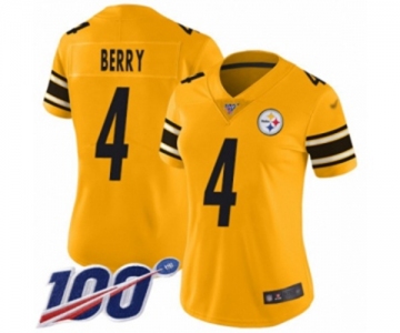 Women's Pittsburgh Steelers #4 Jordan Berry Limited Gold Inverted Legend 100th Season Football Jersey