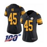 Women's Pittsburgh Steelers #45 Roosevelt Nix Limited Black Rush Vapor Untouchable 100th Season Football Jersey