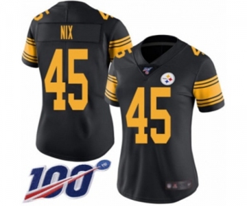 Women's Pittsburgh Steelers #45 Roosevelt Nix Limited Black Rush Vapor Untouchable 100th Season Football Jersey