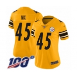 Women's Pittsburgh Steelers #45 Roosevelt Nix Limited Gold Inverted Legend 100th Season Football Jersey