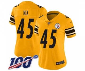 Women's Pittsburgh Steelers #45 Roosevelt Nix Limited Gold Inverted Legend 100th Season Football Jersey