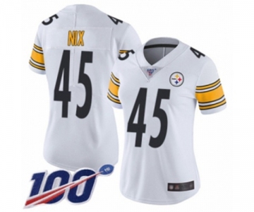 Women's Pittsburgh Steelers #45 Roosevelt Nix White Vapor Untouchable Limited Player 100th Season Football Jersey