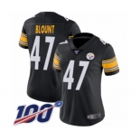 Women's Pittsburgh Steelers #47 Mel Blount Black Team Color Vapor Untouchable Limited Player 100th Season Football Jersey