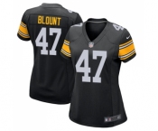 Women's Pittsburgh Steelers #47 Mel Blount Game Black Alternate Football Jersey