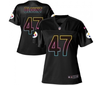 Women's Pittsburgh Steelers #47 Mel Blount Game Black Fashion Football Jersey