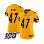 Women's Pittsburgh Steelers #47 Mel Blount Limited Gold Inverted Legend 100th Season Football Jersey