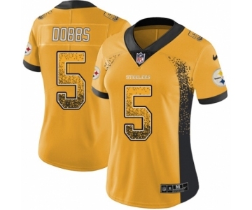 Women's Pittsburgh Steelers #5 Joshua Dobbs Gold Rush Drift Fashion Football Jersey