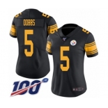 Women's Pittsburgh Steelers #5 Joshua Dobbs Limited Black Rush Vapor Untouchable 100th Season Football Jersey