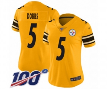 Women's Pittsburgh Steelers #5 Joshua Dobbs Limited Gold Inverted Legend 100th Season Football Jersey