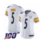 Women's Pittsburgh Steelers #5 Joshua Dobbs White Vapor Untouchable Limited Player 100th Season Football Jersey