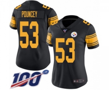 Women's Pittsburgh Steelers #53 Maurkice Pouncey Limited Black Rush Vapor Untouchable 100th Season Football Jersey