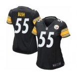 Women's Pittsburgh Steelers #55 Devin Bush Game Black Team Color Football Jersey