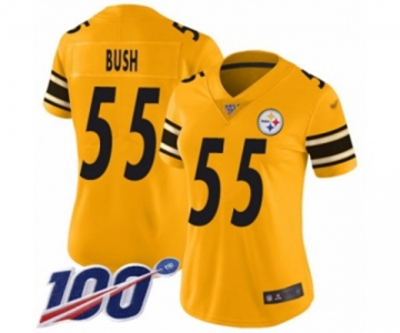 Women's Pittsburgh Steelers #55 Devin Bush Limited Gold Inverted Legend 100th Season Football Jersey