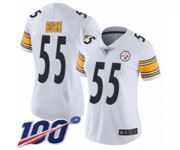 Women's Pittsburgh Steelers #55 Devin Bush White Vapor Untouchable Limited Player 100th Season Football Jersey