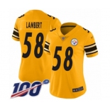 Women's Pittsburgh Steelers #58 Jack Lambert Limited Gold Inverted Legend 100th Season Football Jersey