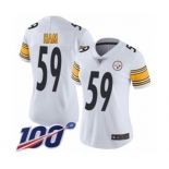 Women's Pittsburgh Steelers #59 Jack Ham White Vapor Untouchable Limited Player 100th Season Football Jersey