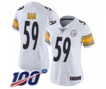 Women's Pittsburgh Steelers #59 Jack Ham White Vapor Untouchable Limited Player 100th Season Football Jersey