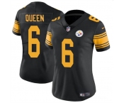 Women's Pittsburgh Steelers #6 Patrick Queen Black Color Rush Football Stitched Jersey