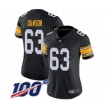 Women's Pittsburgh Steelers #63 Dermontti Dawson Black Alternate Vapor Untouchable Limited Player 100th Season Football Jersey