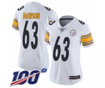 Women's Pittsburgh Steelers #63 Dermontti Dawson White Vapor Untouchable Limited Player 100th Season Football Jersey